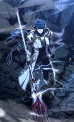 Rule 34 | armor, blue hair, joshua sanders, manga illustration, power armor, tagme, the legendary spearman returns