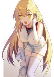 Rule 34 | + +, 1girl, bare shoulders, between breasts, blonde hair, breasts, chain, chain between breasts, commentary, elbow gloves, gloves, large breasts, long hair, looking at viewer, open mouth, school uniform, shokuhou misaki, shorts, simple background, solo, strap between breasts, sweater vest, symbol-shaped pupils, thighhighs, toaru kagaku no railgun, toaru majutsu no index, tsuchifumazu, white background, white bag, white gloves, white shorts, white thighhighs, yellow eyes