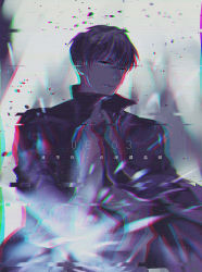 Rule 34 | 1boy, 5209420, absurdres, black coat, brown eyes, brown hair, closed mouth, coat, hair between eyes, highres, long sleeves, looking at viewer, love and producer, magic, male focus, short hair, solo, static, v-shaped eyebrows, xu mo