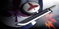 Rule 34 | female focus, inubashiri momiji, leaf, no humans, shield, sword, touhou, tsubasa (abchipika), weapon, weapon focus