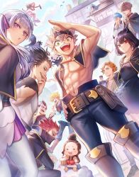 Rule 34 | 5girls, 6+boys, asta (black clover), black clover, black hair, blonde hair, blue eyes, charmy pappitson, finral roulacase, gauche adlai, grey (black clover), group picture, henry legolant, highres, horns, liebe (black clover), long hair, looking at viewer, luck voltia, magna swing, multiple boys, multiple girls, nacht faust, noelle silva, purple eyes, red eyes, secre swallowtail, silver hair, smile, timeskip, twintails, vanessa enoteca, yami sukehiro, zora ideale