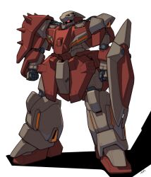 Rule 34 | commentary request, glowing, glowing eye, gun, gundam, gundam hathaway&#039;s flash, machine gun, mecha, mecha focus, messer (mobile suit), mobile suit, muzzle, no humans, one-eyed, red eyes, robot, science fiction, shadow, shield, shoulder spikes, solo, spikes, tessaku ro, weapon, white background