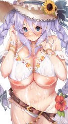 Rule 34 | 1girl, blush, breasts, hemachi, highres, large breasts, nipples, princess connect!, shizuru (princess connect!), swimsuit