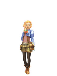 Rule 34 | 1girl, 3d, althea (ffcc), althea sol alfitaria, blonde hair, female focus, final fantasy, final fantasy crystal chronicles, full body, green eyes, jacket, lilty, official art, open mouth, shorts, simple background, smile, solo, thighhighs, white background, zettai ryouiki
