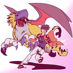 Rule 34 | claws, digimon, digimon (creature), griffomon, highres, mask, original, shadow, tail, wings
