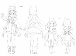 Rule 34 | 1girl, 2017, 2021, :d, amane rosylily, animal ear fluff, animal ears, animal hood, bag, before and after, belt, belt buckle, boots, buckle, clenched hand, coat, collarbone, commentary request, dress, fake animal ears, fingerless gloves, full body, gloves, greyscale, highres, hood, long sleeves, looking at viewer, monochrome, multiple views, open clothes, open coat, open mouth, original, pleated dress, sekira ame, simple background, sketch, smile, standing, thighhighs, thighhighs under boots, unfinished, white background