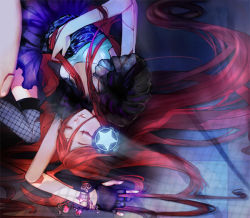 Rule 34 | 1girl, ahoge, bad id, bad pixiv id, bracelet, closed eyes, female focus, fingerless gloves, gloves, gradient background, jewelry, joints, kosaji, long hair, red hair, robot joints, sf-a2 miki, single glove, solo, vocaloid