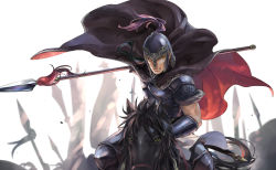 Rule 34 | armor, arslan senki, cape, daryoon, esterhazy, helmet, horse, male focus, manly, polearm, solo, spear, weapon