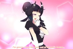 Rule 34 | 1girl, animal ears, anime coloring, bad id, bad tumblr id, black hair, gloves, gradient background, horns, maid, obj shep, open mouth, original, sheep ears, sheep girl, sheep horns, solo, white gloves