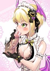 Rule 34 | 10s, 1girl, arm garter, armband, blush, breasts, caressing testicles, cleavage, cleavage cutout, clothing cutout, cum, cum in mouth, disembodied penis, ejaculation, eyelashes, fellatio, gloves, green eyes, hairband, hakkaku shikimi, head wings, heart, hetero, idolmaster, idolmaster cinderella girls, idolmaster cinderella girls starlight stage, large breasts, lips, lipstick, makeup, male pubic hair, miyamoto frederica, open mouth, oral, penis, pubic hair, saliva, short hair, solo, solo focus, testicles, tongue, uncensored, upper body, wings