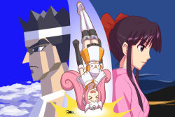 Rule 34 | &gt; &lt;, 00s, 1boy, 2girls, beetle, boots, bow, bug, capelet, cloud, crossover, elbow gloves, closed eyes, game console, gloves, headband, bug, japanese clothes, kimono, knee boots, multiple crossover, multiple girls, mushiking, outdoors, personification, pink hair, low poly, red bow, sakura taisen, sega, sega dreamcast, sega dreamcast (sega hard girls), sega hard girls, shinguuji sakura, sky, stmk64, thighhighs, twintails, upside-down, virtua fighter, yuki akira