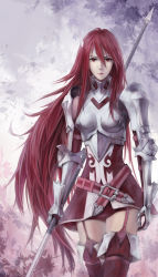 Rule 34 | 1girl, armor, belt, boots, cordelia (fire emblem), fire emblem, fire emblem awakening, gradient background, highres, long hair, nintendo, red eyes, red footwear, red hair, solo, thigh boots, thighhighs, very long hair, weapon, weapon request, zettai ryouiki