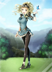 Rule 34 | 1girl, armor, bird, blonde hair, blush, breasts, brown eyes, clair (fire emblem), day, dress, field, fire emblem, fire emblem echoes: shadows of valentia, forest, full body, helmet, highres, large breasts, long hair, nature, nintendo, open mouth, pantyhose, pegasus, polearm, ponytail, shoulder armor, sky, smile, solo, weapon, yuino (fancy party)