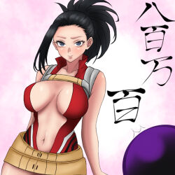 Rule 34 | 1boy, 1girl, black hair, boku no hero academia, breasts, large breasts, mineta minoru, purple hair, yaoyorozu momo