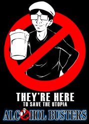 Rule 34 | 1boy, alcohol, beer, ghostbusters, glasses, hat, parody, yuzu momo, zun