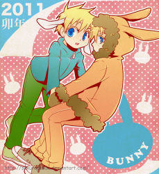 Rule 34 | 10s, 2011, 2boys, animal ears, blonde hair, blue eyes, rabbit ears, butters stotch, coat, couple, dated, kenny mccormick, butters stotch, looking at viewer, mittens, multiple boys, open mouth, portmanteau, sakurapanda, south park, translation request, watermark, web address, yaoi