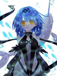 Rule 34 | 1girl, air bubble, artist name, azur lane, bare shoulders, black one-piece swimsuit, blue hair, breasts, bubble, center opening, character name, detached sleeves, hamititi nyanko, highres, looking at viewer, medium breasts, medium hair, nautilus (azur lane), non-humanoid robot, one-piece swimsuit, robot, robot animal, see-through swimsuit, sleeveless, solo, swimsuit, underwater, yellow eyes, zipper