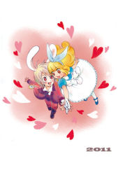 Rule 34 | 10s, 2011, 2girls, :d, alice (alice in wonderland), alice in wonderland, animal ears, apron, bad id, bad pixiv id, blonde hair, blush, bow, dress, floating hair, formal, full body, hair ribbon, heart, holding hands, long hair, mary janes, morishima akiko, multiple girls, open mouth, pantyhose, personification, pink background, pocket watch, rabbit ears, red eyes, ribbon, shoes, short hair, simple background, smile, suit, umbrella, watch, white dress, white hair, white legwear, white rabbit (alice in wonderland), yuri