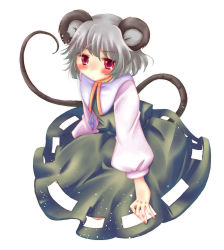 Rule 34 | 1girl, animal ears, female focus, grey hair, highres, jewelry, kilkennycat, mouse ears, mouse tail, nazrin, pendant, red eyes, short hair, simple background, solo, tail, touhou, white background