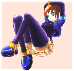 Rule 34 | 1girl, aile (mega man zx), bodysuit, breasts, brown hair, covered navel, gloves, green eyes, megumi (bouzu210), mega man (series), mega man zx, short hair, shorts, solo, spandex
