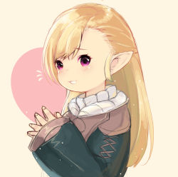 Rule 34 | 10s, absurdres, bad id, bad pixiv id, blonde hair, final fantasy, final fantasy xiv, highres, hoshi usagi, lalafell, long hair, pointy ears, purple eyes, simple background, solo, steepled fingers, warrior of light (ff14)