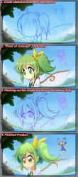 Rule 34 | 2girls, :d, artist name, bad google+ id, bad id, barefoot, blue eyes, blue hair, blush, blush stickers, bow, chibi, cirno, cloud, cloudy sky, commentary, daiyousei, daniel renard, day, dress, english text, eyelashes, fairy wings, flying, green eyes, green hair, hair bow, hair ribbon, heart, heart in mouth, highres, ice, ice wings, knees together feet apart, lake, long hair, making-of, misty lake, mountain, multiple girls, necktie, open mouth, outdoors, ribbon, scarlet devil mansion, short hair, side ponytail, sketch, sky, smile, touhou, unfinished, water, wings