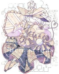 Rule 34 | 1girl, abstract, abstract background, aqua eyes, bow, closed mouth, cubism, eyeball, frilled shirt collar, frilled sleeves, frills, full body, green skirt, hair over one eye, harano kaguyama, hat, hat bow, hat ribbon, heart, heart of string, highres, komeiji koishi, ribbon, shirt, skirt, smile, solo, string, third eye, touhou, white hair, wide sleeves, yellow shirt