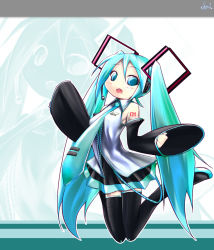 1girl aqua_hair female_focus hatsune_miku long_hair solo spiral_(senra_garou) thighhighs twintails very_long_hair vocaloid zoom_layer