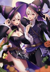 Rule 34 | 1boy, 1girl, absurdres, bat (animal), belt, black sleeves, breasts, candy, cleavage, corrin (female) (fire emblem), corrin (fire emblem), corrin (male) (fire emblem), dress, dual persona, earrings, fire, fire emblem, fire emblem awakening, fire emblem heroes, food, formal, halloween, halloween costume, hat, highres, jack-o&#039;-lantern, jewelry, large breasts, long hair, medium hair, moon, moonlight, nail polish, nintendo, official alternate costume, open mouth, pumpkin, red eyes, reia hana, silk, sleeveless, sleeveless dress, smile, spider web, suit, thighs, white hair, witch, witch hat