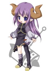 Rule 34 | 1girl, blue eyes, horns, kosumo, mallet, solo, thighhighs
