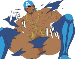 Rule 34 | 1boy, abs, archie (pokemon), bara, bare pectorals, beard, blush, bodysuit, creatures (company), dark-skinned male, dark skin, facial hair, flat color, game freak, jewelry, large pectorals, looking at viewer, male focus, manly, muscular, necklace, nintendo, pectorals, pokemon, pokemon oras, sakuramaru123, sitting, skin tight, solo, tagme, team aqua, thighs, torn bodysuit, torn clothes, undressing, white background