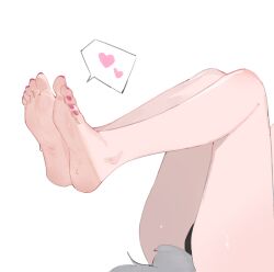 Rule 34 | 1girl, absurdres, barefoot, commentary request, dated commentary, feet, fenrir (fenriluuu), foot focus, heart, highres, legs, nail polish, original, paid reward available, pink nails, rir-chan, simple background, soles, solo, speech bubble, spoken heart, tail, toenail polish, toenails, toes, white background, wolf girl, wolf tail