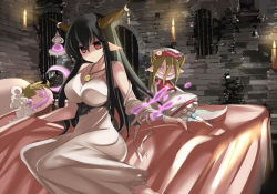 Rule 34 | 10s, 1girl, bandages, black hair, danua, draph, granblue fantasy, highres, horn ornament, horns, jewelry, long hair, looking at viewer, marionette (excle), necklace, pointy ears, red eyes, solo