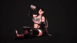 Rule 34 | 1girl, 3d, abs, animated, brown eyes, brown hair, final fantasy, final fantasy vii, final fantasy vii remake, highres, lipstick, makeup, multiple views, rushzilla, shirt, square enix, tagme, thick thighs, thighhighs, thighs, tifa lockhart, turnaround, video, wet, wet clothes, wet shirt, wet tank top