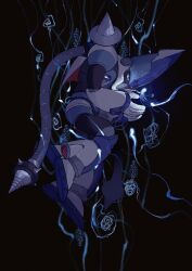 Rule 34 | 1boy, adler, blue eyes, commentary, covered mouth, english commentary, highres, male focus, mega man (series), mega man x5, mega man x (series), nctn patch, non-humanoid robot, robot, robot animal, solo, squid, tentacles