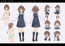 Rule 34 | 1girl, :d, amemiya sekira, arm up, bare arms, bare shoulders, black dress, black socks, blue bra, blue panties, blush, bow, bow bra, bow panties, bra, breasts, brown footwear, brown hair, chibi, closed mouth, collarbone, collared shirt, commentary request, cropped torso, dress, gloves, green-framed eyewear, grey background, highres, kneehighs, loafers, long hair, long sleeves, multiple views, navel, neck ribbon, open mouth, original, outstretched arms, panties, pinafore dress, pleated dress, polka dot, polka dot bra, polka dot panties, purple eyes, red ribbon, ribbon, school uniform, sekira ame, semi-rimless eyewear, shirt, shoes, sleeveless, sleeveless dress, sleeves past wrists, small breasts, smile, socks, translation request, two side up, under-rim eyewear, underwear, underwear only, very long hair, white shirt