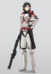 Rule 34 | armor, armored boots, black eyes, black gloves, black hair, boots, clone trooper, dc-15, full armor, gloves, helmet, holding, holding helmet, holding weapon, non-web source, short hair, star wars, star wars: the clone wars, unworn headwear, unworn helmet, weapon