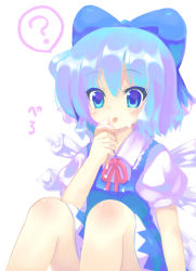 Rule 34 | 1girl, 23, 23 (candy chapus), bow, cirno, female focus, food, ice cream, solo, embodiment of scarlet devil, touhou