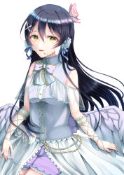 Rule 34 | 1girl, absurdres, angel wings, arm garter, arm ribbon, artist name, artist request, back bow, bare shoulders, blue dress, blue hair, blue ribbon, blush, bow, bowtie, bracelet, breasts, buttons, center frills, clothing cutout, collared dress, detached arm, detached sleeves, dress, female focus, flower, frilled dress, frilled shorts, frills, gem, hair between eyes, hair flower, hair ornament, hair ribbon, hairclip, highres, jewelry, lace, lace-trimmed dress, lace trim, long dress, long hair, looking at viewer, love live!, love live! school idol festival, love live! school idol project, microphone, parted lips, pearl (gemstone), pink bow, purple bow, purple shorts, ribbon, rose, sash, shorts, shorts under dress, shoulder cutout, skirt, sleeveless, sleeveless dress, smile, solo, sonoda umi, striped, striped bow, white detached collar, white flower, white rose, white skirt, white wings, wings, wrist ribbon, x hair ornament, yellow eyes