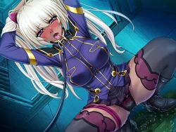Rule 34 | 00s, 1girl, arms up, ass, black panties, blonde hair, blush, boots, breasts, cameltoe, chain-link fence, clenched teeth, curvy, dark skin, embarrassed, female ejaculation, fence, forced, full body, game cg, hand in own hair, humiliation, kagami hirotaka, kangoku senkan, kangoku senkan 3, kila kushan, large areolae, large breasts, legs apart, lilith-soft, lingerie, lips, long hair, mind control, miniskirt, moaning, nipples, panties, partially visible vulva, peeing, peeing self, pet play, pink eyes, pussy juice, saliva, shiny skin, skin tight, skirt, squatting, sweat, sweatdrop, teeth, thighhighs, thighs, thong, tongue, tongue out, tsundere, twintails, underwear, uniform, wet, wet clothes, wet panties, wide hips, zettai ryouiki