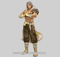 Rule 34 | 1boy, armor, atlas (fire emblem), boots, brown pants, cracking knuckles, fingerless gloves, fire emblem, fire emblem echoes: shadows of valentia, fire emblem heroes, full body, gloves, looking at viewer, mixed-language commentary, muscular, muscular male, nintendo, official art, own hands together, pants, pauldrons, short hair, shoulder armor, single pauldron, smile, solo, yamada koutarou