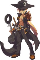 Rule 34 | 1boy, abs, akiraka ryomi, anchor, arc system works, bad deviantart id, bad id, belt, blonde hair, dark-skinned male, dark skin, fingerless gloves, full body, gloves, grin, guilty gear, hat, jacket, johnny (guilty gear), katana, long hair, lost saga, lowres, male focus, multiple belts, official art, open clothes, open jacket, ponytail, sheath, sheathed, smile, solo, sunglasses, sword, transparent background, very long hair, weapon