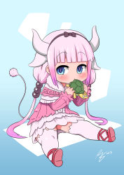 Rule 34 | 10s, 1girl, absurdres, biting, blue eyes, capelet, dragon girl, dragon horns, dragon tail, hair bobbles, hair ornament, hairband, highres, holding, horns, kanna kamui, kobayashi-san chi no maidragon, light purple hair, long hair, looking at viewer, low twintails, rogeris, sitting, tail, thighhighs, thighs, turtle, twintails, white thighhighs, zettai ryouiki