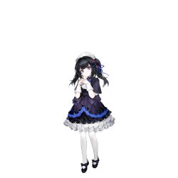 Rule 34 | 1girl, ahoge, artist request, black bow, black dress, black footwear, black hair, blue bow, blue bowtie, blue dress, blue eyes, blue ribbon, bow, bowtie, dress, footwear bow, frilled dress, frills, full body, girls&#039; frontline, hair bow, hair ribbon, hat, headwear request, highres, interlocked fingers, layered dress, lolita fashion, long hair, looking at viewer, mary janes, official art, own hands together, pantyhose, parted lips, ribbon, sana (girls&#039; frontline), shoes, short sleeves, simple background, solo, standing, sweatdrop, third-party source, transparent background, twintails, white dress, white hat, white pantyhose, white wrist cuffs, worried, wrist cuffs