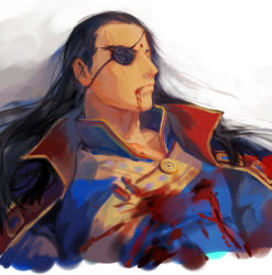 Rule 34 | 1boy, ace attorney, bad id, bad pixiv id, black hair, blood, blood from mouth, blood on clothes, blue coat, blue shirt, changye, closed eyes, closed mouth, coat, coat on shoulders, collarbone, corpse, cropped torso, death, dhurke sahdmadhi, eyepatch, facial mark, forehead, forehead mark, from above, high collar, long hair, lying, male focus, on back, phoenix wright: ace attorney - spirit of justice, scar, scar across eye, scar on face, shirt, simple background, sketch, solo, spoilers, stab, two-sided coat, two-sided fabric, upper body, white background