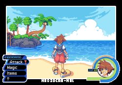 Rule 34 | 1boy, animated, animated gif, artist name, beach, blue eyes, blue sky, brown hair, day, fingerless gloves, food, from behind, fruit, gloves, heads-up display, health bar, hood, hoodie, island, kingdom hearts, male focus, mediocre-mel, ocean, outdoors, palm tree, pixel art, plant, red shorts, sand, shoes, shorts, sky, smile, sneakers, solo, sora (kingdom hearts), spiked hair, tree, water