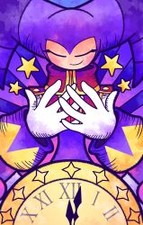 Rule 34 | 1other, absurdres, androgynous, bodysuit, clock, dp tweets stuff, closed eyes, facing viewer, gloves, highres, jester, long sleeves, nights (character), nights dream wheel, nights into dreams, sega, smile, solo, vest, white gloves