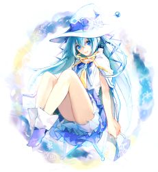Rule 34 | 1girl, aqua hair, asuna (i luv), blue eyes, hat, hatsune miku, long hair, solo, vocaloid, white hat, witch hat, yuki miku