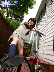 Rule 34 | asian, bicycle, highres, perspective, photo (medium), school uniform, serafuku, shihono ryo, shihono ryou, sweater, sweater vest, vest