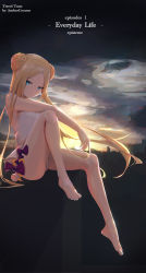 Rule 34 | 1girl, abigail williams (fate), abigail williams (swimsuit foreigner) (fate), abigail williams (swimsuit foreigner) (third ascension) (fate), absurdres, backlighting, bare shoulders, barefoot, black bow, blonde hair, blue eyes, blush, bow, braid, braided bun, breasts, double bun, dress swimsuit, fate/grand order, fate (series), feet, forehead, gradient sky, grey sky, hair bun, highres, jian po ambercocoon, keyhole, legs, long hair, looking at viewer, multiple bows, one-piece swimsuit, orange bow, orange sky, parted bangs, sidelocks, sky, small breasts, sunset, swimsuit, toes, twintails, very long hair, white one-piece swimsuit